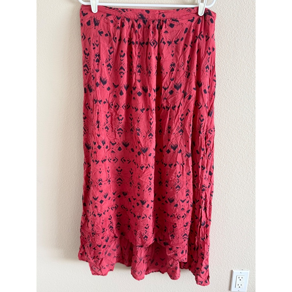 Free‎ People Light Red Ikat Print High Low Strapless Dress Cutout Back Womens M - Picture 1 of 7